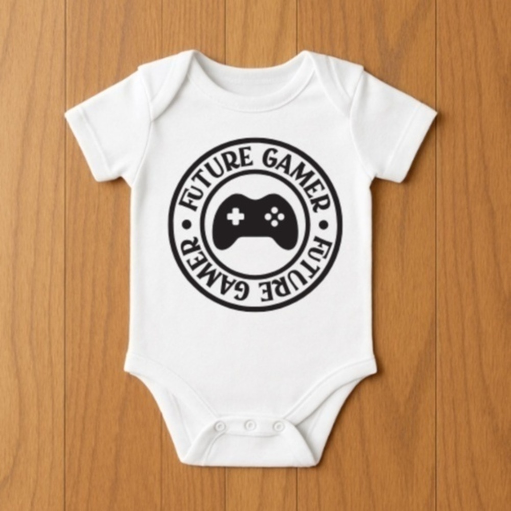 Future Gamer White Baby Onesie